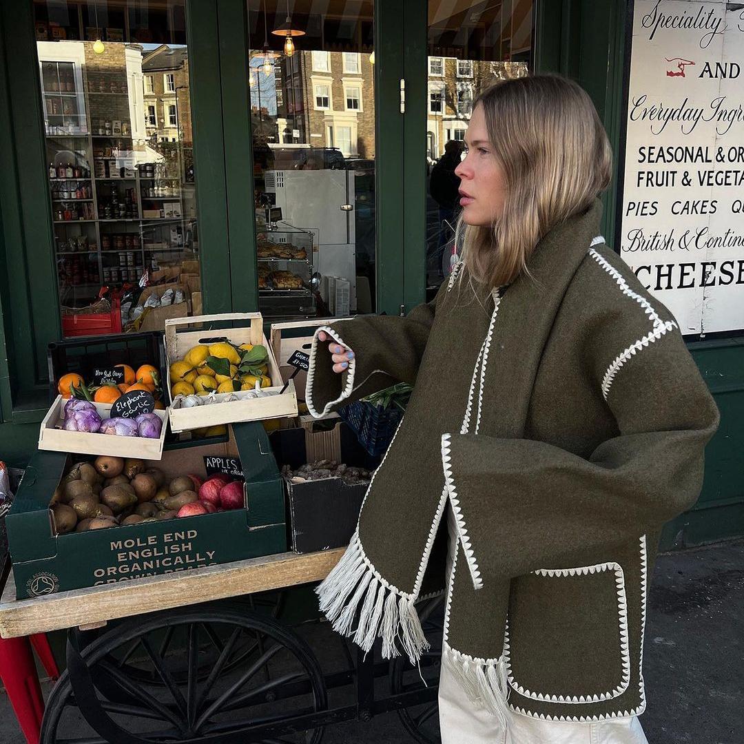 Осенне-зимняя модная женская модная однотонная шерстяная куртка — фото 3