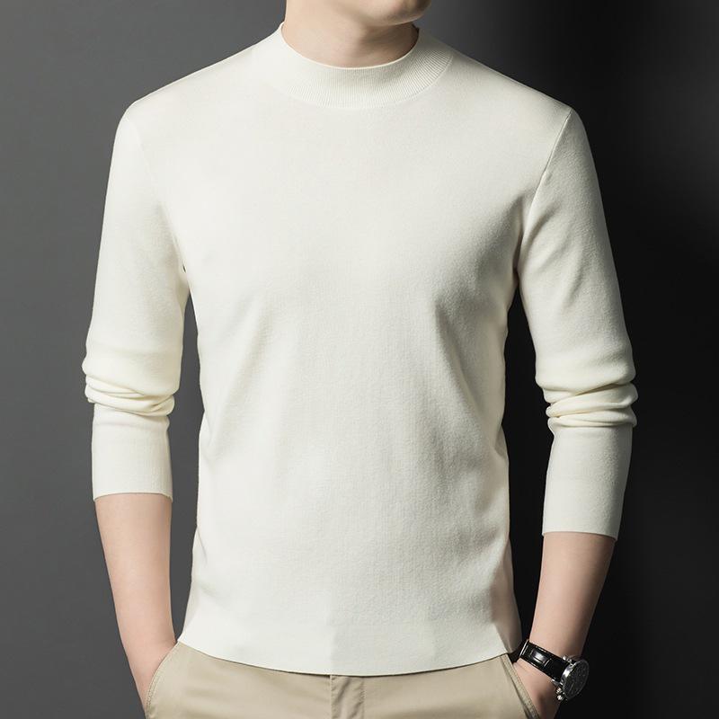450g Fine Merino Wool Men's Half-High Neck Sweater - Autumn/Winter 2025, 16 Gauge, Machine Washable.