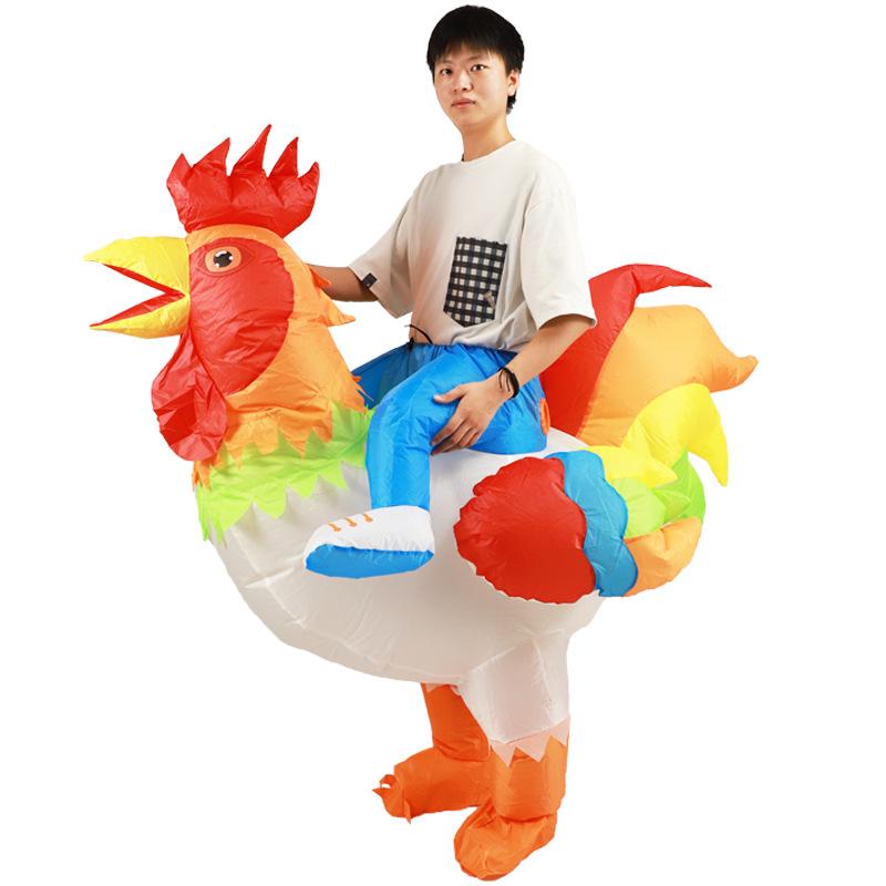 Halloween Cartoon Ride Doll Costume Show Party Props Holiday Show Colorful Cock Inflatable Coat
