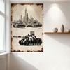 Sexy Vintage Military Tanks City Skyline Tin Sign Metal Wall Decor - WWII Style Tech Drawing for Bar Pub Home Cafe 8x12 Inch
