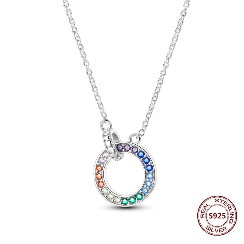 925 Silver Lucky Unicorn Necklace with Butterfly Firefly Bear Paw Print Zircon Chain Link Heart Jewelry for Women