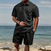 European and American Men's Summer Thin, Loose, Breathable, Casual Solid Color Jacquard Lapel Short Sleeved Polo Shirt for Men