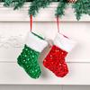 Red Green Plush Sequins Christmas Socks Cartoon Christmas Tree Ornaments  New Year Decor