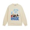 Rhude Vintage Letter Print Oversized Hoodie Men Women Casual Streetwear Sweatshirt