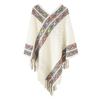 Winter Warm Rhombic Stripe Tassel Shawl Imitation Cashmere Knitting Wraps  Women Fashion
