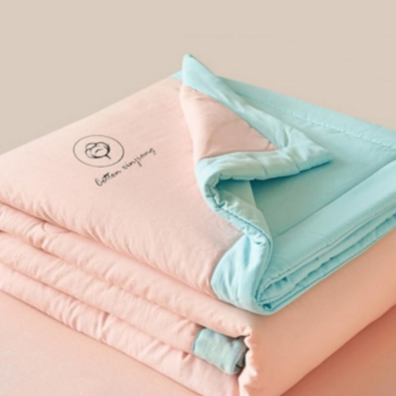 1pc Unprinted Cotton Quilt  Cool Summer Air Conditioning  Solid Color  Skin Friendly  Washable  Lightweight