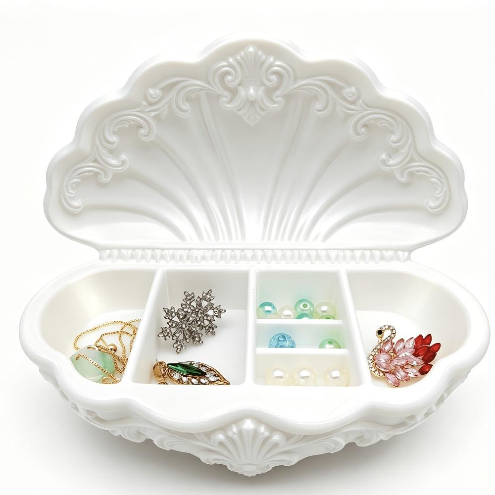 Oval Shell-Shaped Jewelry Tray Vintage Desktop Storage Box Durable Decorative Gift Box Table Decor