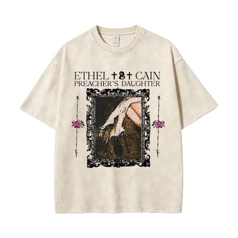 Vintage Daughters of Cain Ausgewaschenes Rundhals-T-Shirt beidseitig bedruckt
