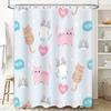Adorable Cat Pattern Shower Curtain Set for Bathroom Decor Pink and Blue Colors Included, 72 x 84 Inch Size Perfect Fit for Bath