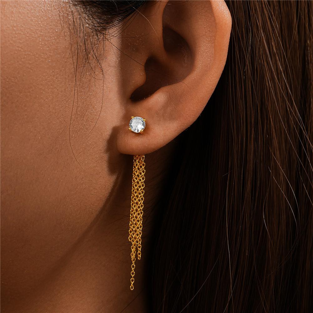 Fashion Jewelry 925 Sterling Silver Earrings Bowknot LOVE Drop Diamond Opal Long Tassel Chain Gold Plated Stud Earrings Women