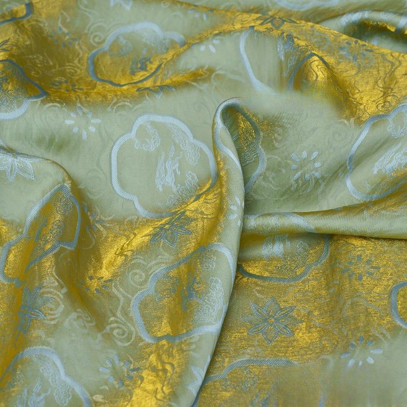 Dual-Color Embroidery Jacquard Silk Fabric for DIY Sewing Horse Glossy Shirt Cheongsam Hanfu Vest Pants Smooth Opaque Cloth
