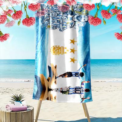 Giant Beach Towel Argentina Messi World Cup Champion Print, Quick Dry, Ultra Soft, for Soccer Fan Beach Gift
