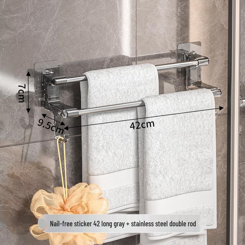 

Rotating No-Drill Suction Cup Towel Rack with Hooks for Bathroom