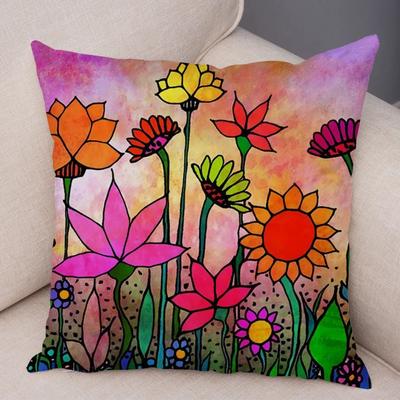 Fronha de Travesseiro Flor de Água Nórdica Pelúcia Macia Decoração Desenho Animado Floral Vegetal Capa de Almofada para Sofá Casa Quarto de Crianças Fronha,(16)