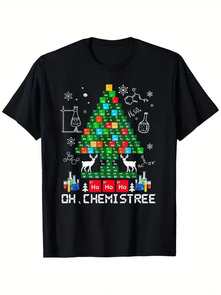 Funny Chemistry Elements Periodic Table Christmas Tree T-Shirt - Science-Themed