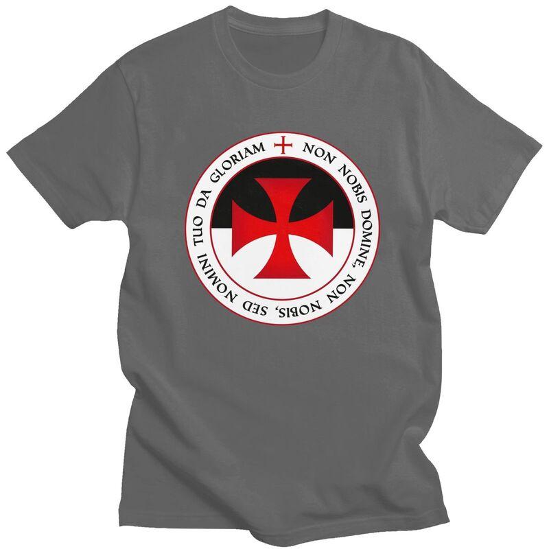 Custom Knights Templar Cross T Shirt for Men Pure Cotton Tshirt Casual Tee Short Sleeves Christian Crusader Seal Tshirt
