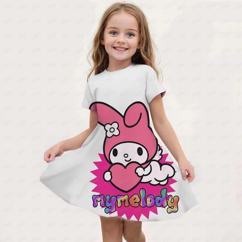 New Summer Girls Dress Fashion Cartoon Cute Cinnamoroll &Hello Kitty 3D Printing