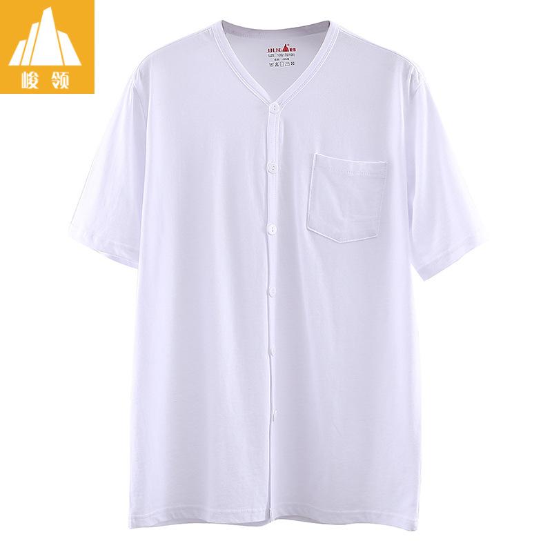 Medium and the elderly men s undershirt short-sleeved T-shirt button-down cardigan pure cotton loose old man shirt grandpa cardigan vest 105170 2290₽
