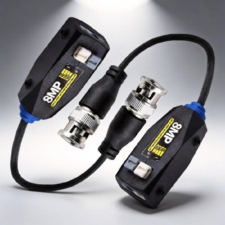 Cat5E Cat6 CCTV Video Balun Set with BNC Male Plugs and Compactly Press Fit Terminals Body for DVR Camera Video Transmission Projects Use