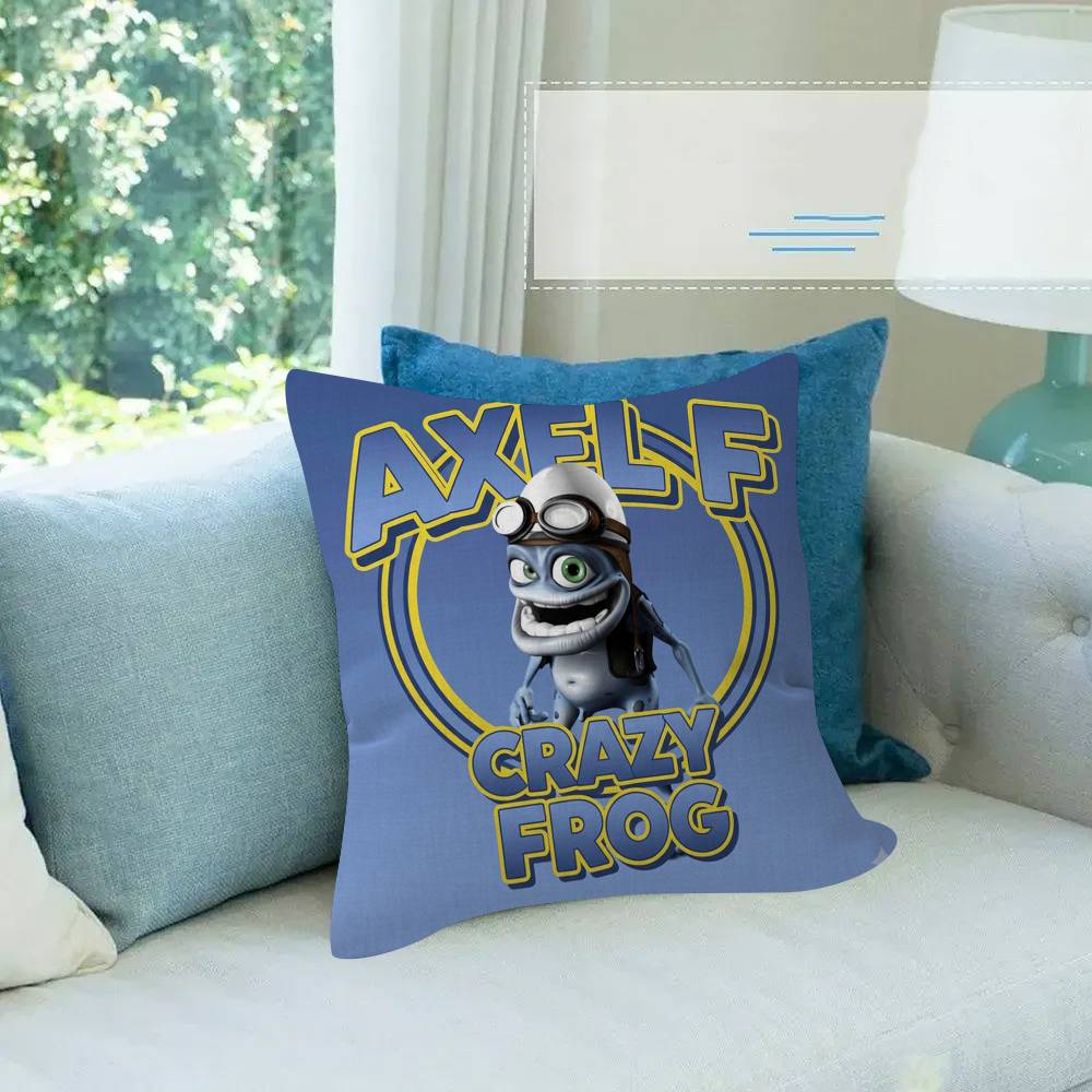 C-Crazy Frog Dj Ding D-Ding Cushion Pillow Gift Home Office Decoration Bedroom Sofa Car Cushion Cover Case 45X45 Peach skin 18*18(CM)-1Pcs