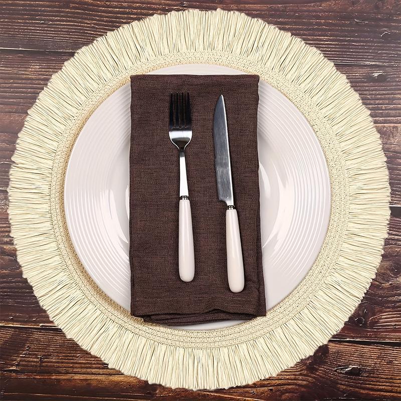 Круглые плетеные подставки под приборы в стиле бохо для обеденного стола — фото 7