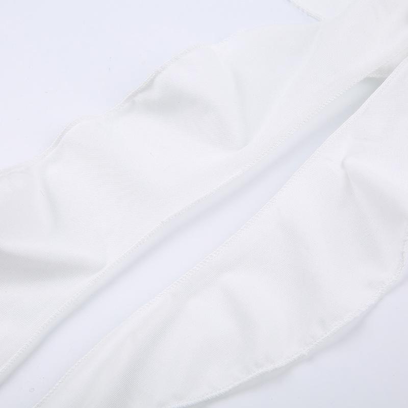 Women Club Party Frill Hem Sleeveless Slit Solid Fringe Sexy Strapless Backless Midi Dress