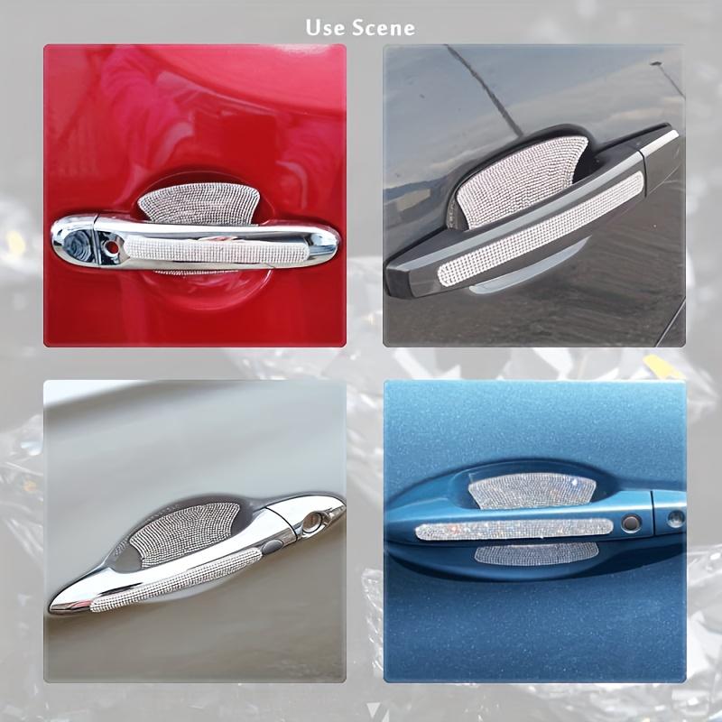 8 pièces Autocollants de Protection de Poignée de Porte de Voiture à Paillettes Dorées, Strass Cristal Pailleté Autocollant de Protection Contre les Rayures pour Poignée de Porte de Voiture Universel