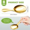 8 Pcs Short Handle Spoons, Mini Golden Spoons, Stainless Small Scoops for Canisters, Coffee Scoops for Coffee, Tea, Ice Cream, and Party Serving,