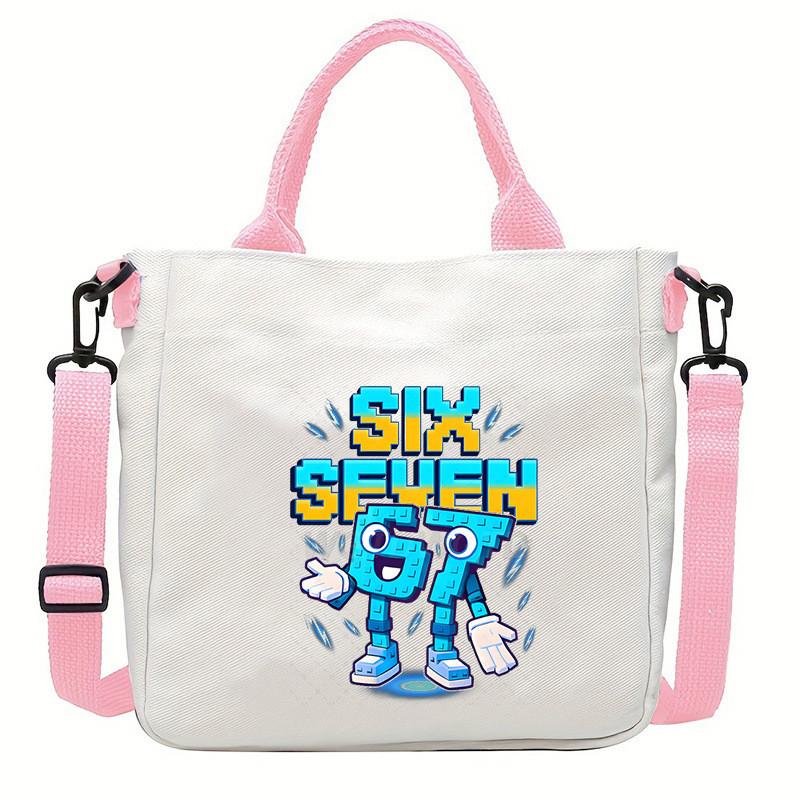 Steal a Brainrot 67 Printed Student Crossbody Bag Casual Canvas Shoulder Bags