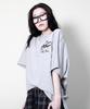 Deumakeu Medium Fit French Sleeve Chest Flower Short Sleeve T-Shirt Gray
