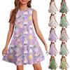 Vestido de verano para niña, sin mangas, estampado, color, informal