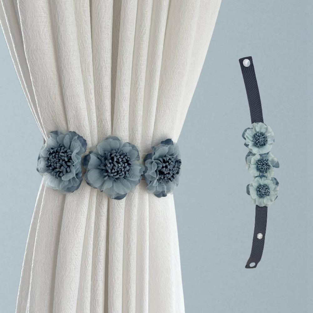 Elastic Band Curtain Tieback Flower Shape Adjustable Window Curtain Buckles No Punching Curtain Rope Holders Home Decor