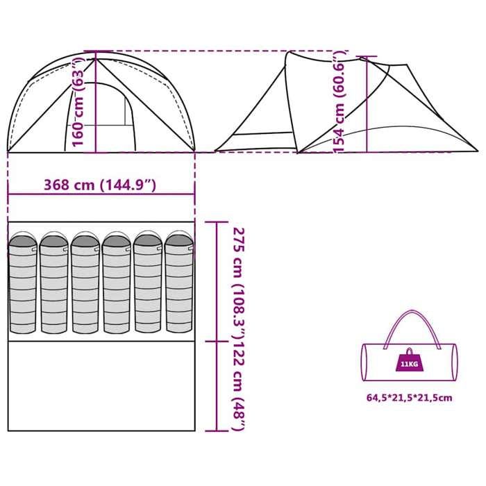 VidaXL Family Cabin Tent 6 Person Green Waterproof, Tent, Camping Shelter, Garden Shelter, Camping Tent, 94746