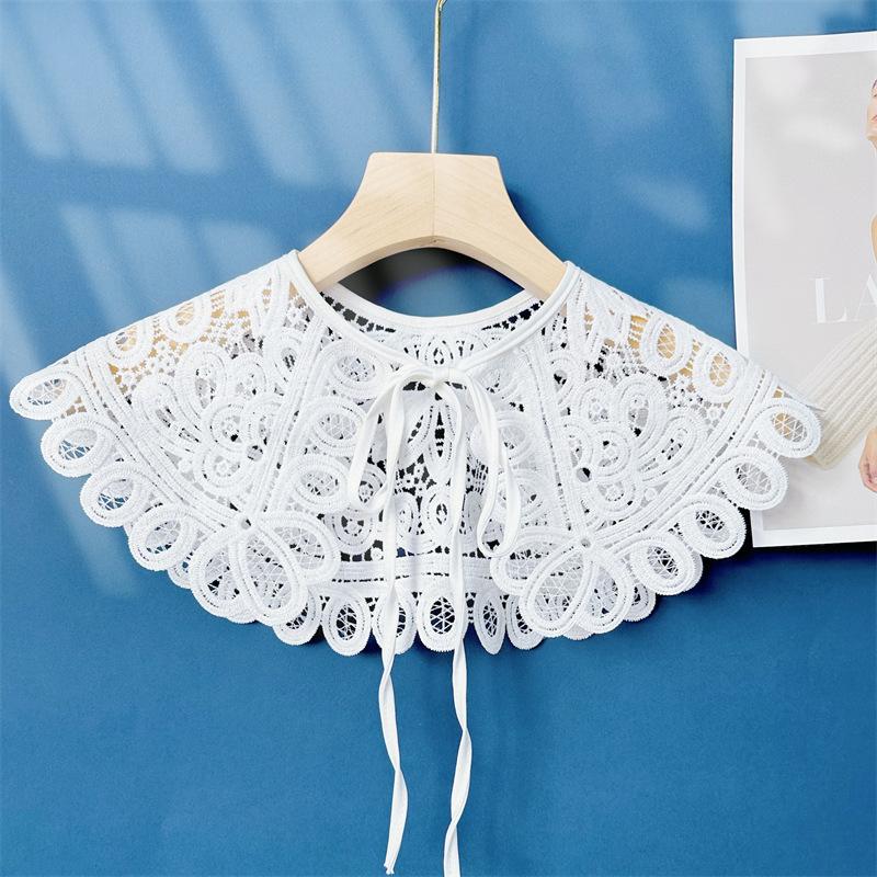 Lace Capelet for Women, Hollow Out Crochet , Lightweight Cardigan Cover Up One Size белый