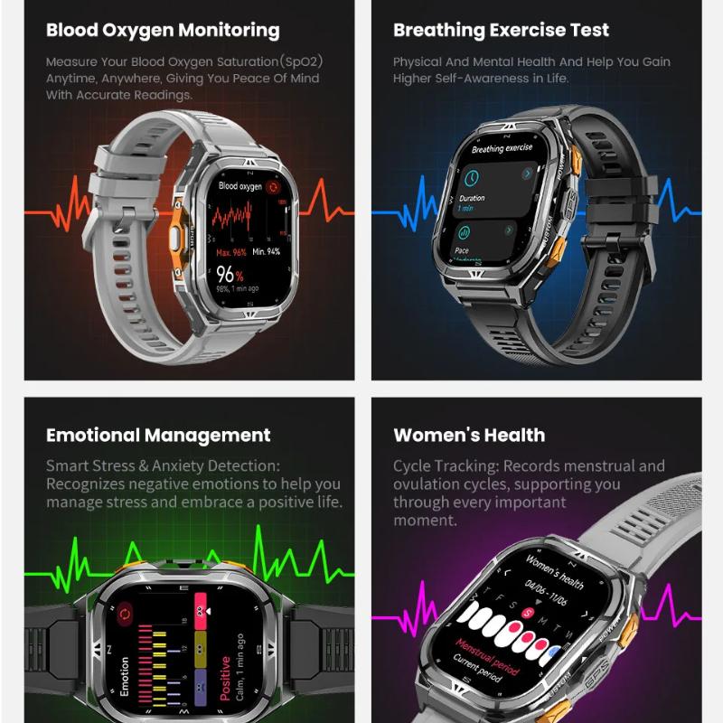 2025 Nové chytré hodinky s GPS s duální frekvencí Mužské 1,96palcový HD AMOLED displej Kompas Bluetooth hovory 5ATM Vodotěsné Sportovní chytré hodinky