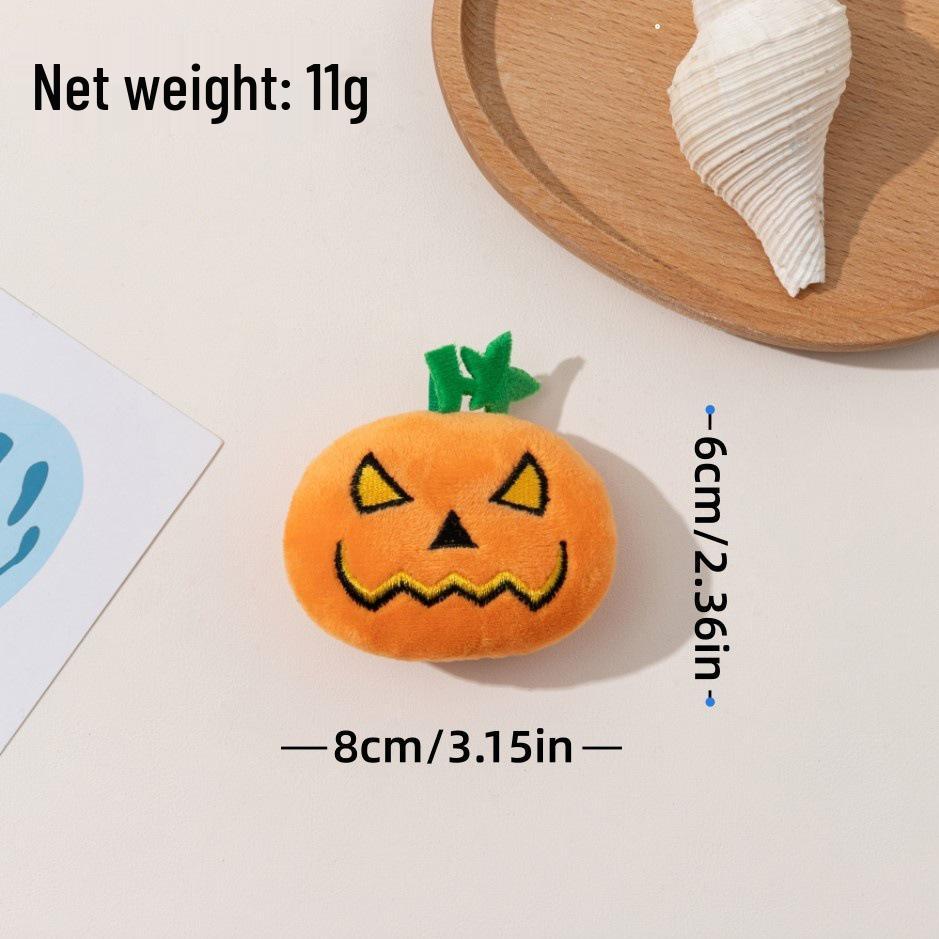 Large Bite-Resistant Pumpkin Ghost Face Halloween Cat Toy with Squeaker.