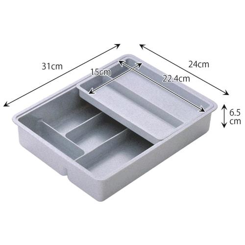 Shimomura Kihan Cutlery Case with Dividers, Sliding Design, Made In Japan, Drawer Organizer, 2-Tier, Chopstick Holder, Antibacterial, Spoon and Fork H