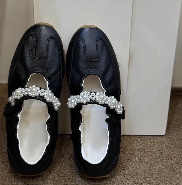 Increase the Height of Sports Style Mary Jane Shoes Women's 2025 Spring and Summer New Pearl Retro German Training Shoes Ballet Shoes
