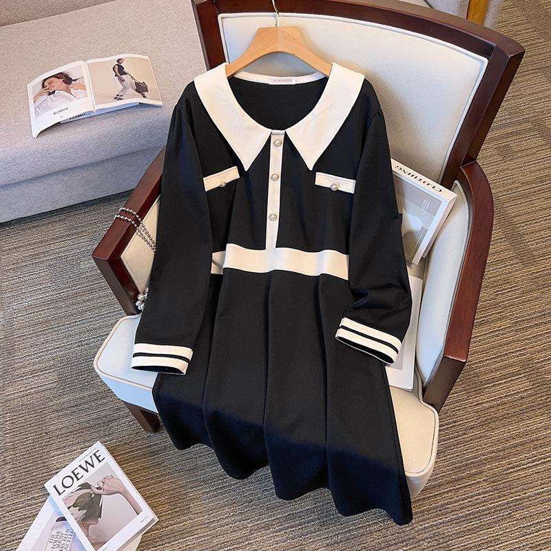 

Plus Size Women s Loose Dress, Bust 150/160, Medium-Length, Elegant Style, Fits Up to 350 jin 7175. 2XL чёрный