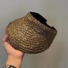 Empty Top Sun Visor Hat for Women Natural Straw Wide Brim Sun Cap Girl Sunshade Summer Versatile Beach Hat Derby Vacation Hat