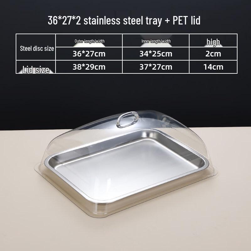 

304 Stainless Steel Food Display Tray with Transparent Lid