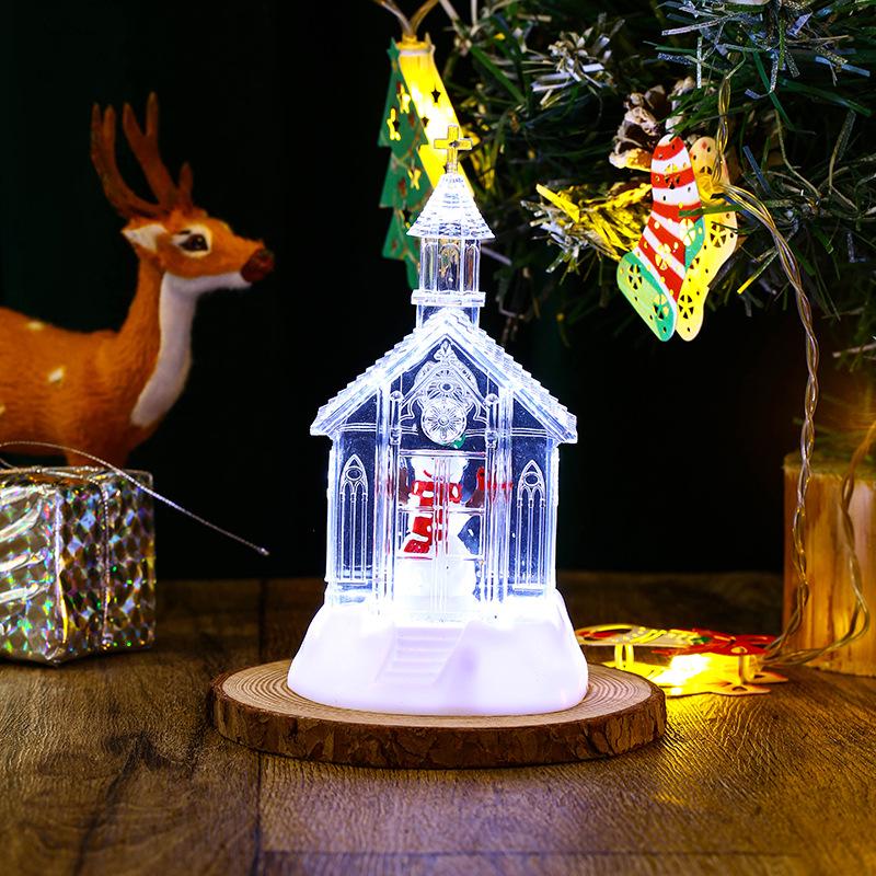 Santa Claus Crystal Church Snowfall Lamp - Luminous Christmas Decorations & Desktop Ornaments
