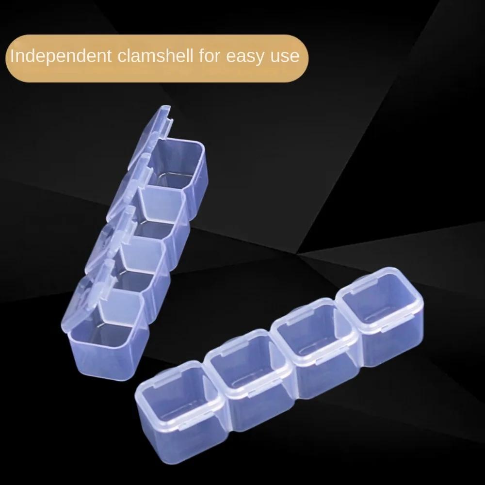 New Small 4-Grid Jewelry Transparent Pill Box DIY Craft Diamond Drawing Accessories Nail Tool Storage Box