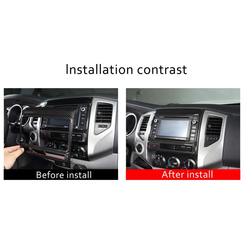 For Toyota Tacoma 2011-2015 ABS Carbon Fiber/Red Car Central Control Air Conditioning Vent Decorative Frame Car Accessories