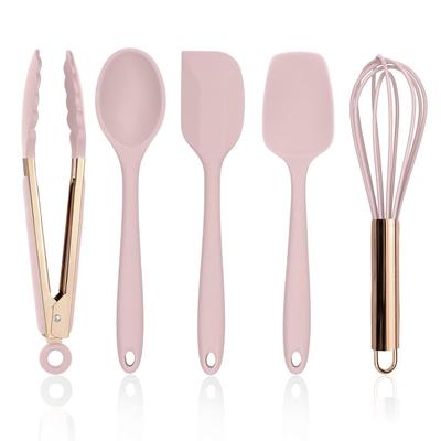 COOK COLOR Silicone Cooking Utensils Kitchen Supplies Utensil Set Easy Wash Non-stick Gadget Standard Pink