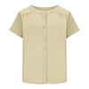 Womens Button Down Short Sleeve Blouse Loose Fit Casual Linen Shirt Crew Neck Lightweight Summer Top