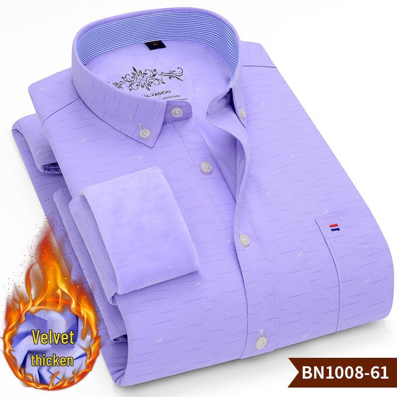 Men's Thick Fleece-Lined Oxford Long-Sleeve Shirt - Warm and In Stock