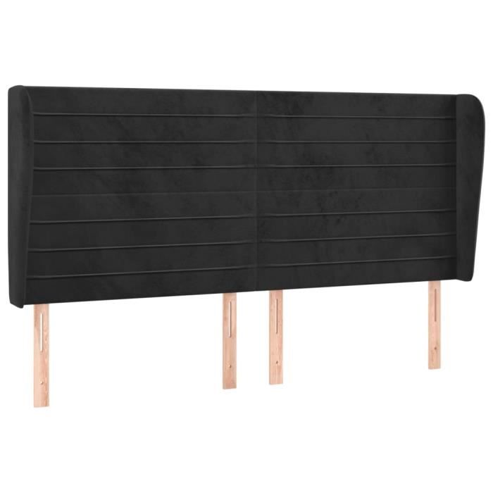 VidaXL Tête de lit avec oreilles Noir 163x23x118-128 cm Velours3118152