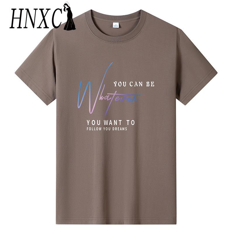 HNXC Puuvillane lühikeste varrukatega T-särk Meeste moodne vaba poolvarrukatega särk trükitud kaastundesärk