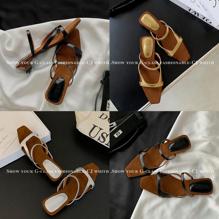 5.5Cm | Wedge heel sandals women's 2025 summer new one-button Roman shoes open-toed leather soft-soled high-heeled sandals